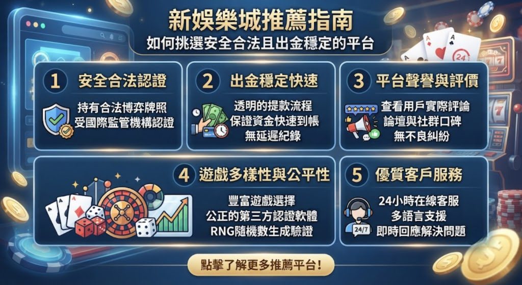 新娛樂城推薦指南:如何挑選安全合法且出金穩定的平台